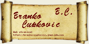 Branko Čupković vizit kartica